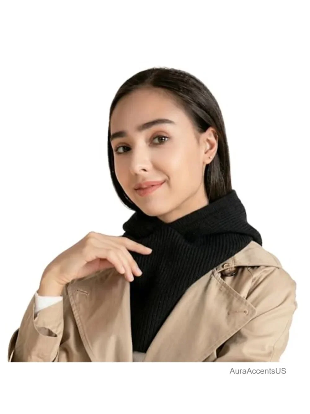 Women's Windproof Knit Balaclava Beanie Winter Stretchy Hood Scarf